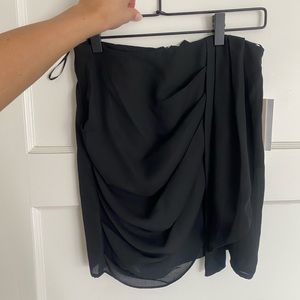 Black draping detailed high waisted skirt